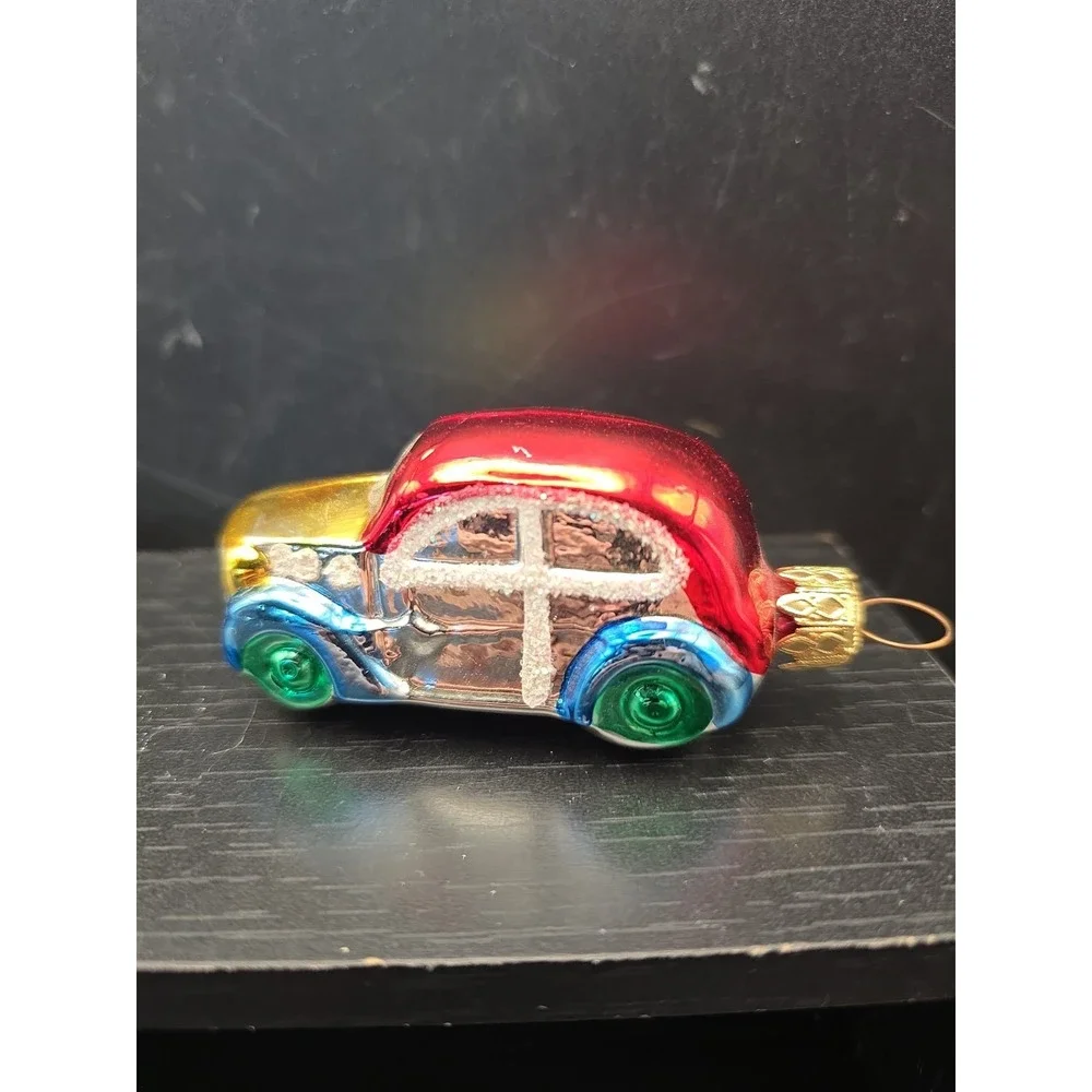 Vintage Old Gangster Car Auto Christmas Tree Ornament Hand Blown Mercury Glass